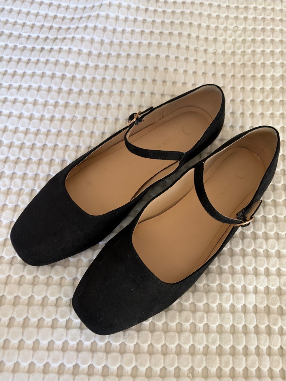 Journee Collection Black Square-Toe Mary Jane Flats with Buckle